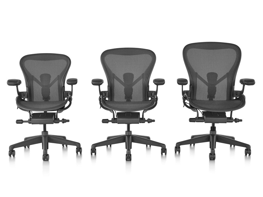 Herman Miller Aeron grafiitti -tuotesarja, jossa on kolme eri kokoa A, B ja C