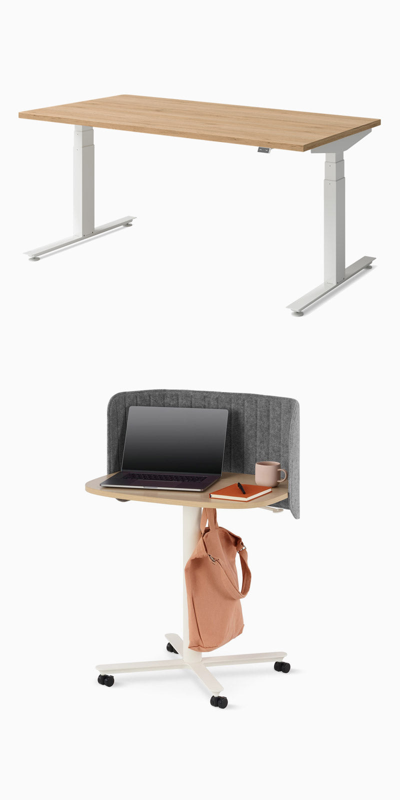 Herman Miller Nevi -seisomapöytä ja Passport -istuma-seisomapöytä